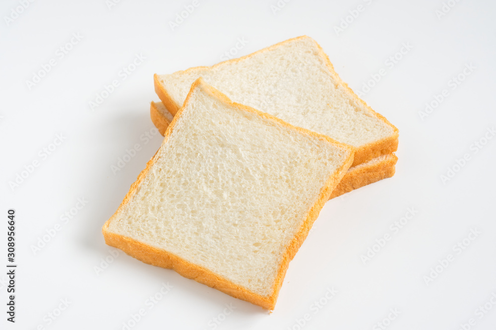 Sliced soft breads on white background.