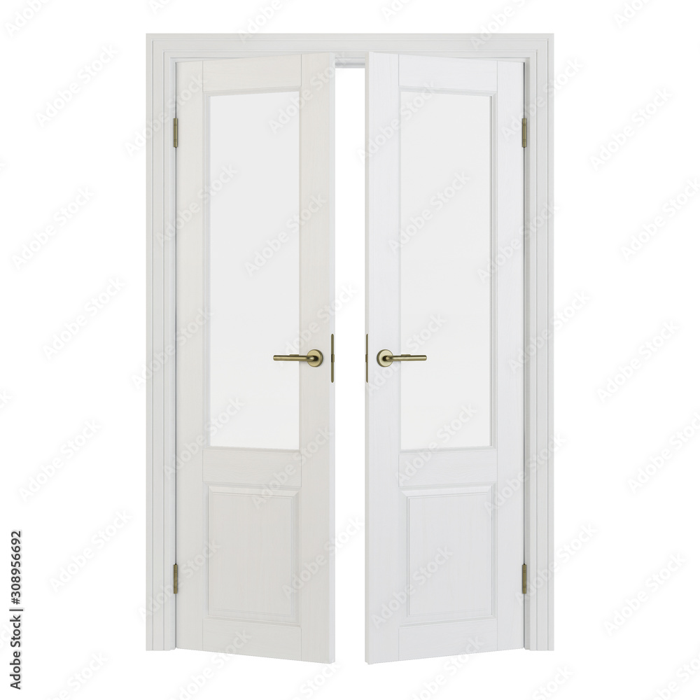 Interroom door isolated on white background. 3D rendering. Interroom door isolated on white background. 3D rendering.