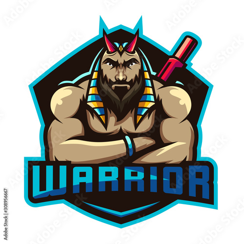 Warrior sport e-sport mascot gaming logo template