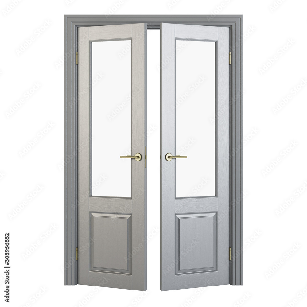 Interroom door isolated on white background. 3D rendering. Interroom door isolated on white background. 3D rendering.
