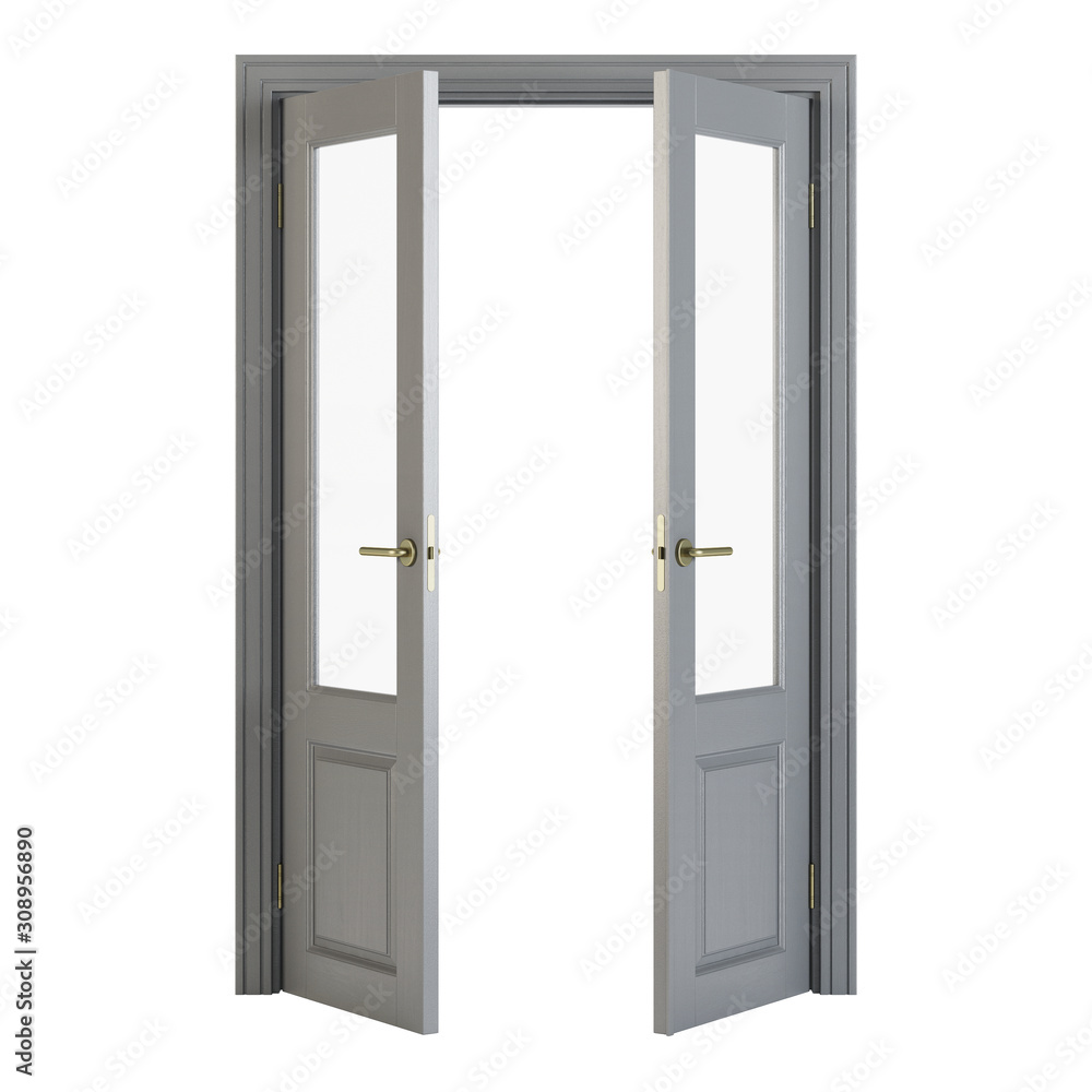 Interroom door isolated on white background. 3D rendering. Interroom door isolated on white background. 3D rendering.