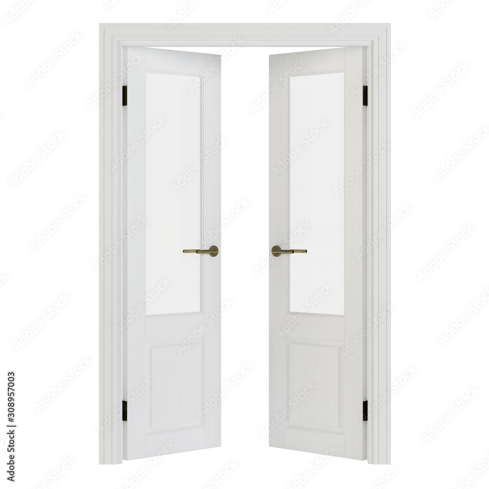 Interroom door isolated on white background. 3D rendering. Interroom door isolated on white background. 3D rendering.