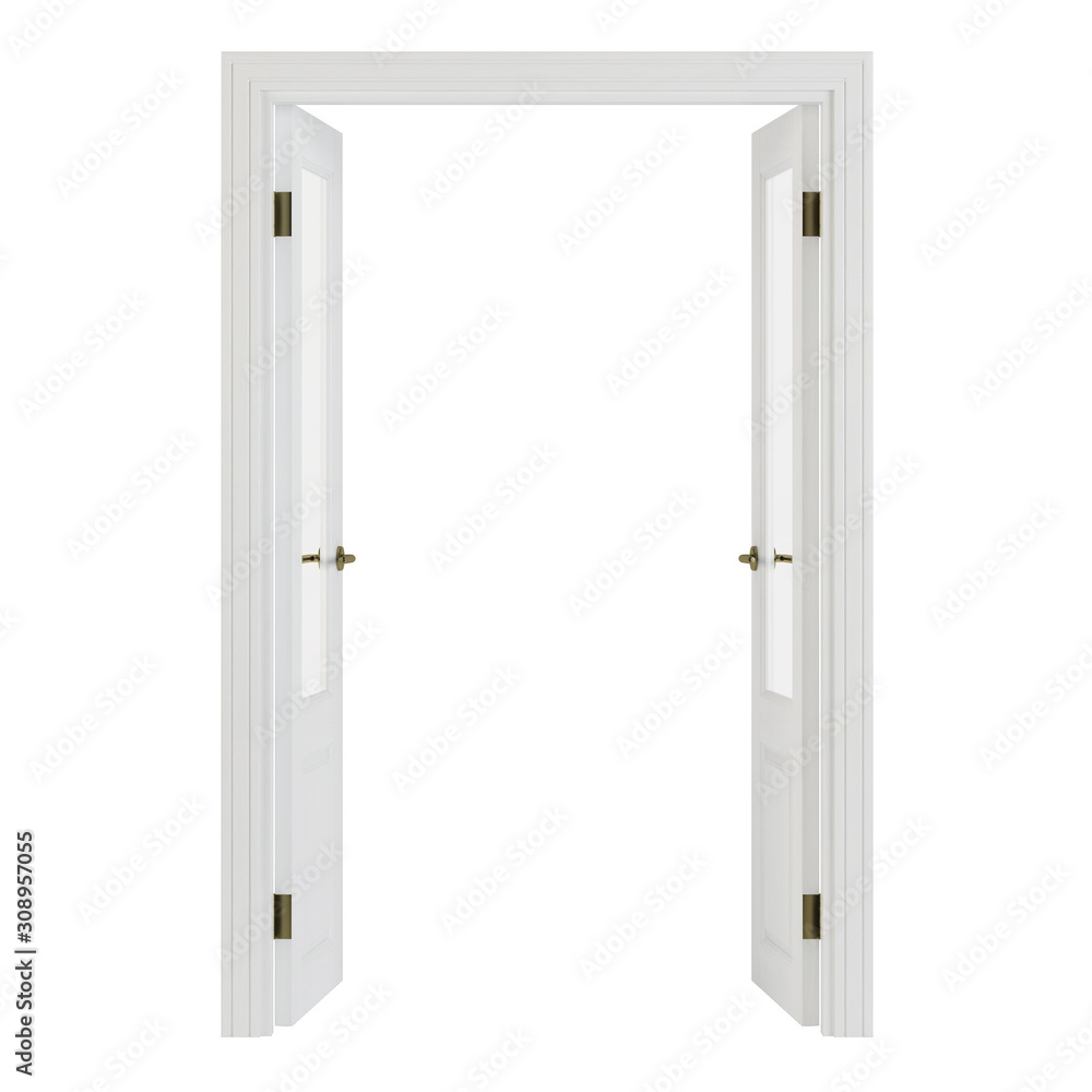 Interroom door isolated on white background. 3D rendering. Interroom door isolated on white background. 3D rendering.