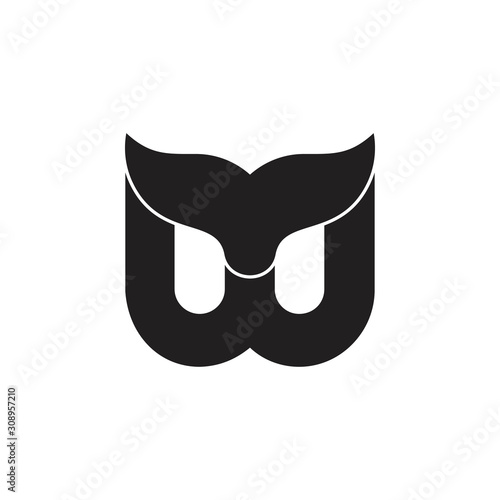 letter w fish whale tail design symbol vector