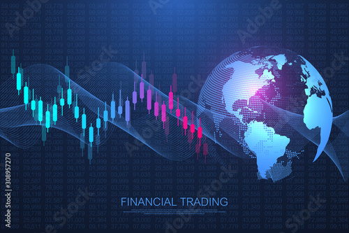 Stock market or forex trading business graph chart for financial investment concept. Business presentation for your design and text. Economy trends, business idea and technology innovation design.