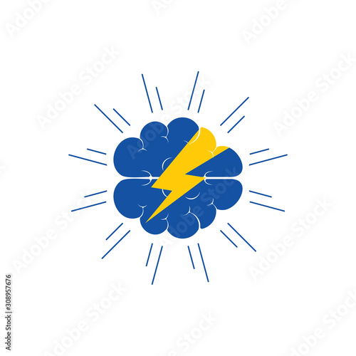 brain storm thunder symbol vector