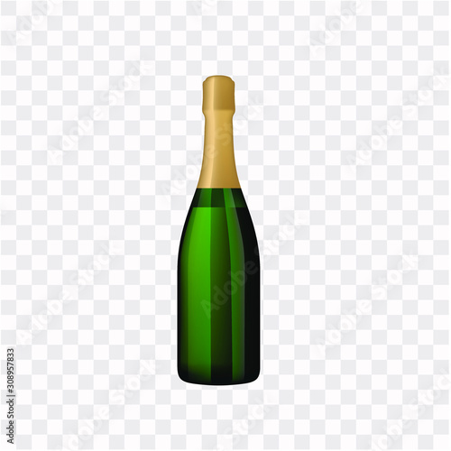 Champagne bottle, realistic vector on transparent background.