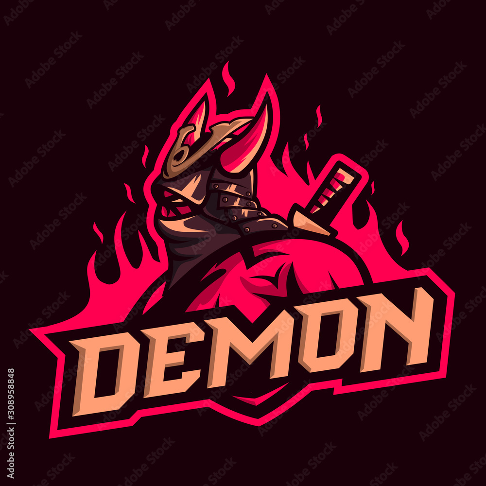 Samurai demon mascot esport logo Samurai demon mascot esport logo