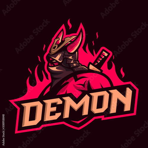 Samurai demon mascot esport logo