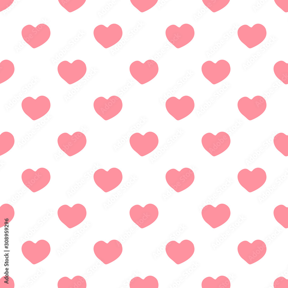 Red hearts seamless pattern. 14 february wallpaper. Valentines Day backdrop.