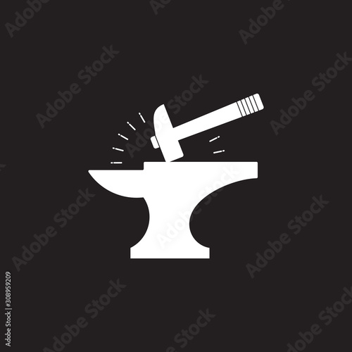 springkel hammer iron blacksmith symbol logo vector