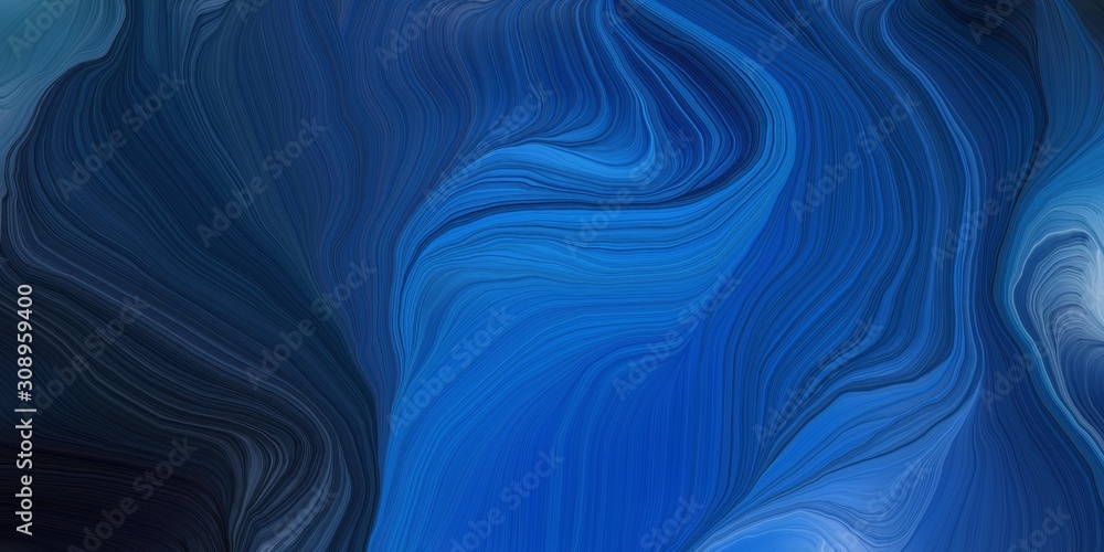 background graphic with modern waves background design with midnight blue, strong blue and very dark blue color