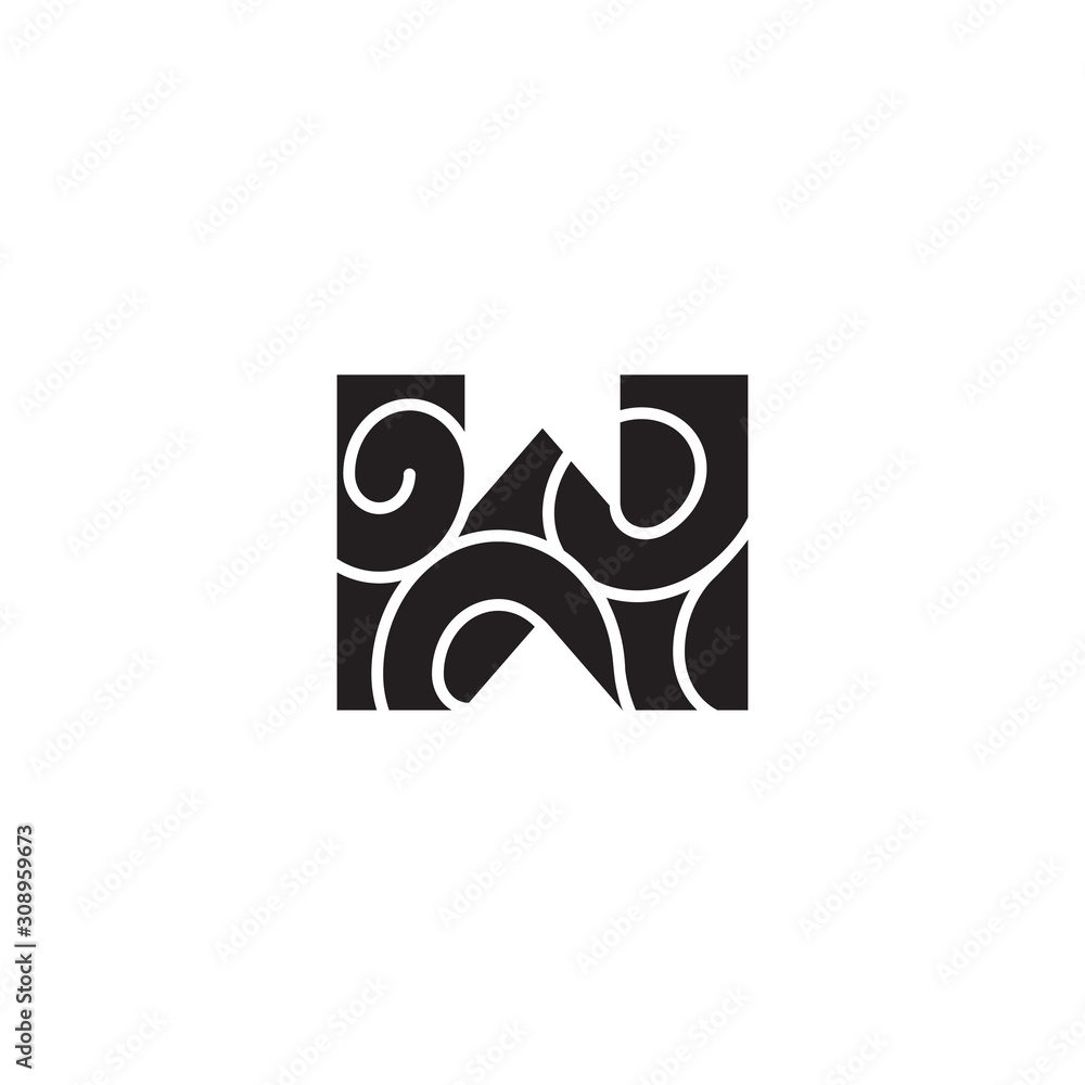 letter w curves mosaic symbol logo vector