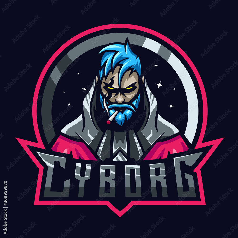 Cyborg fighter sport e-sport mascot gaming team logo vector premium Stock  Vector