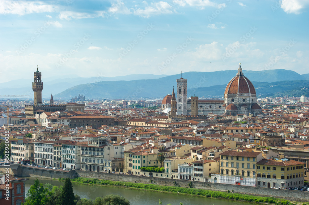 Florence, Italy. 05.28.2015. Panoramic view of the city of Florence at sunset