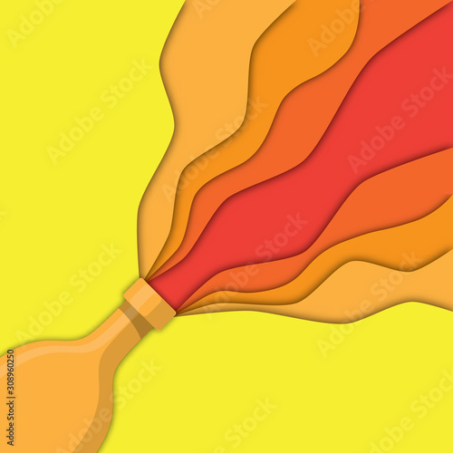 Champage bottle popping paper cut background