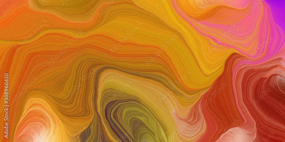 Obraz premium background graphic with modern curvy waves background design with bronze, pale violet red and firebrick color