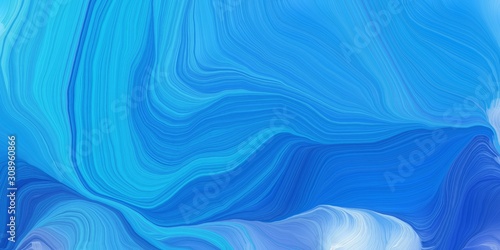 background graphic with modern waves background illustration with dodger blue, light blue and strong blue color © Eigens