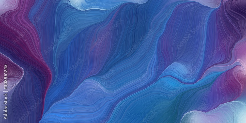 background graphic with contemporary waves design with dark slate blue, light steel blue and corn flower blue color