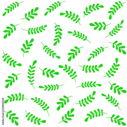 Seamless pattern with leaves and twig