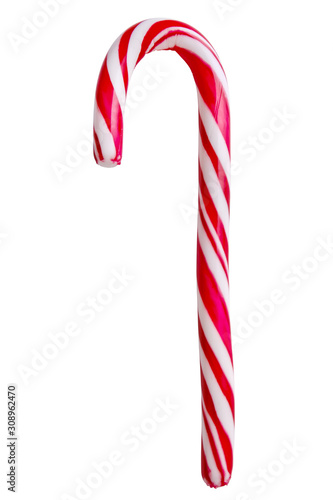 christmas red and white candy cane isolated on white