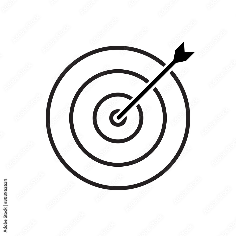 Target and arrow icon vector isolated on white background Target and arrow icon vector isolated on white background