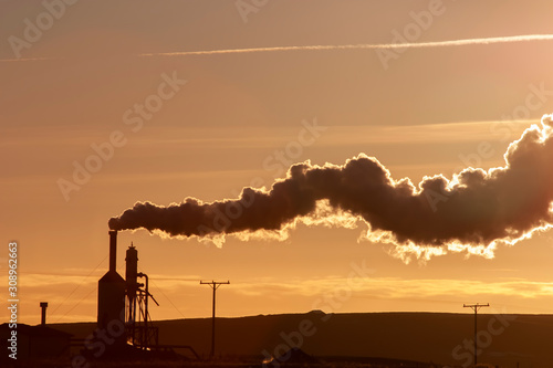 Photography smoke and pollution coming out of factory