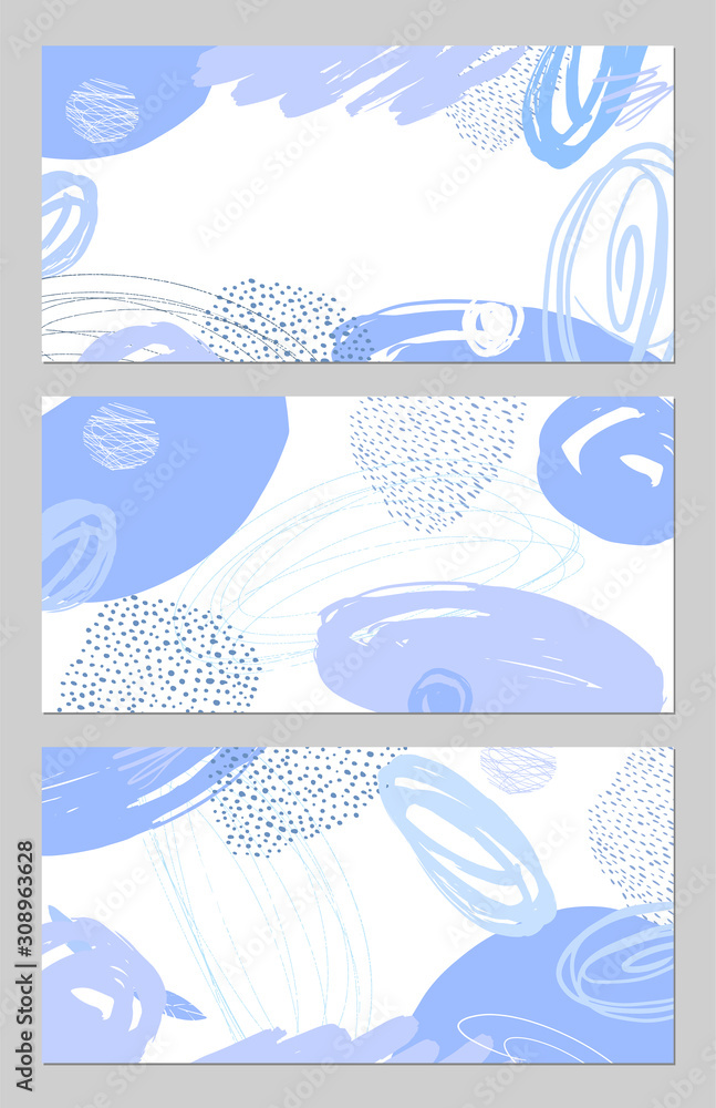 Set of vector abstract banners. Hand drawn artistic background.