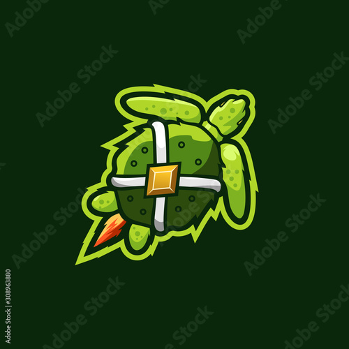 Turtle fly sport e-sport mascot gaming team logo vector premium