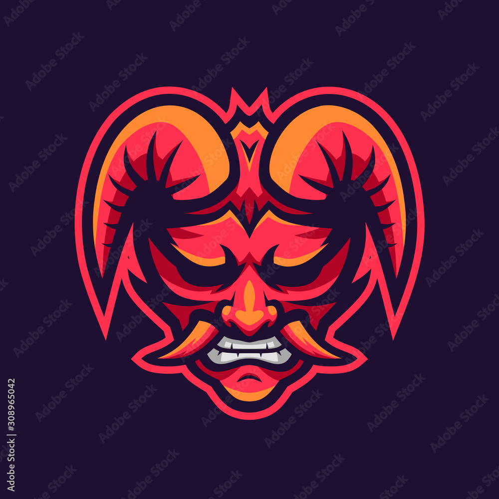 Red demon sport e-sport mascot gaming team logo vector premium