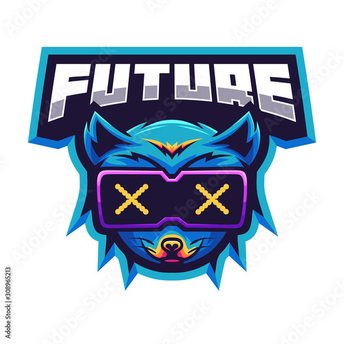 Fox futuristic sport e-sport mascot gaming team logo vector premium