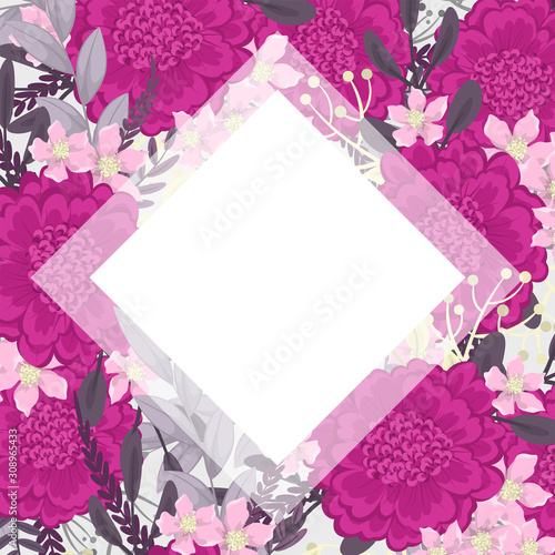 Cute flower border - hot pink flowers
