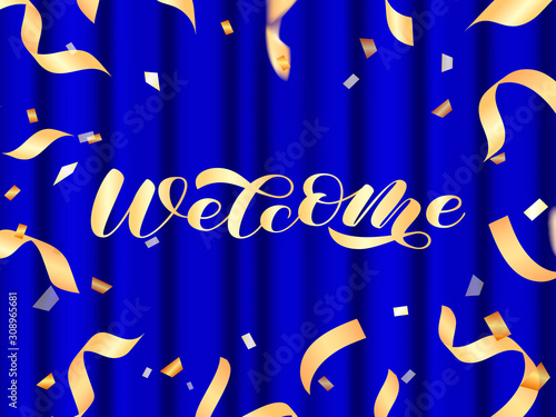 Welcome brush lettering. Vector illustration for card or poster
