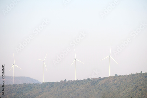 wind generators against the background of mountains