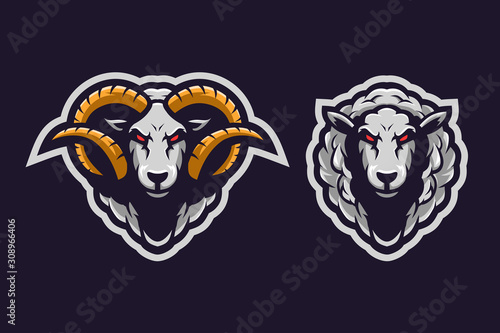 Sheep sport e-sport mascot gaming team logo vector premium