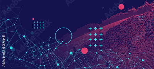 Square pattern. Wireframe background. Futuristic vector illustration.