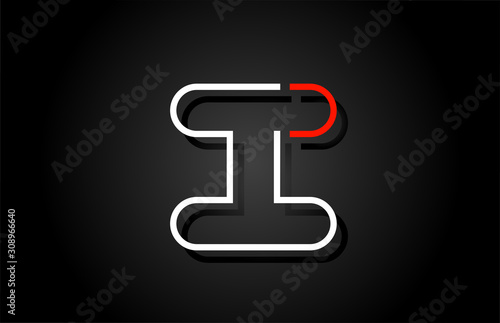 white red letter I alphabet logo design icon for company