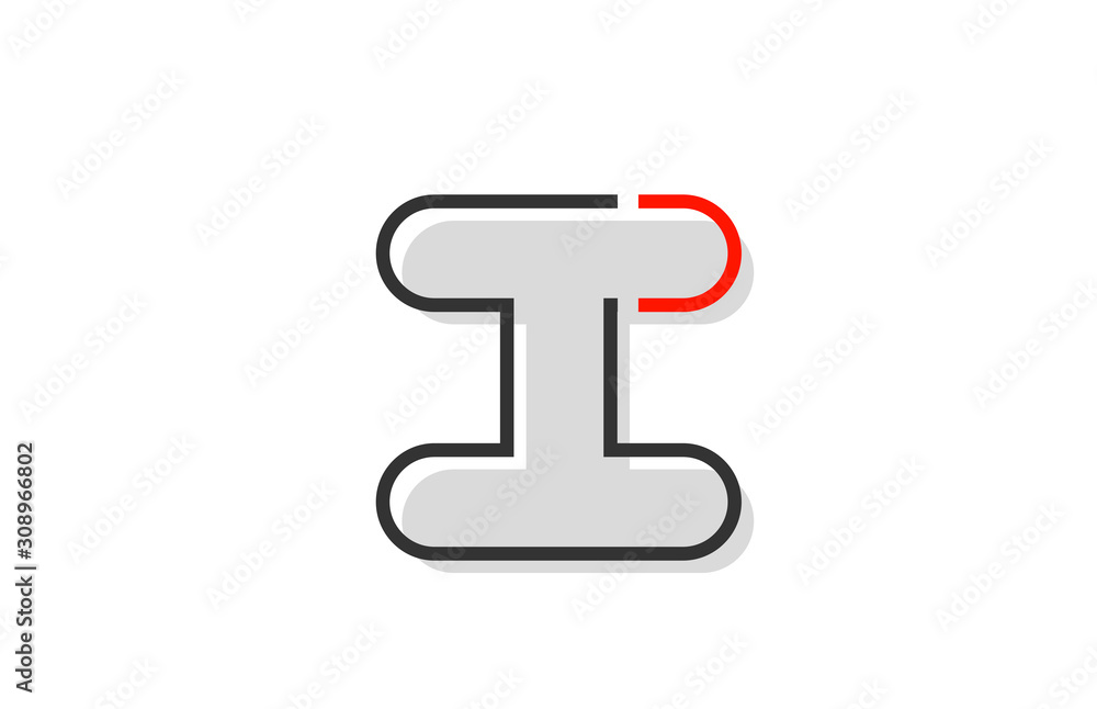 black red grey letter I alphabet logo design icon for company black red grey letter I alphabet logo design icon for company