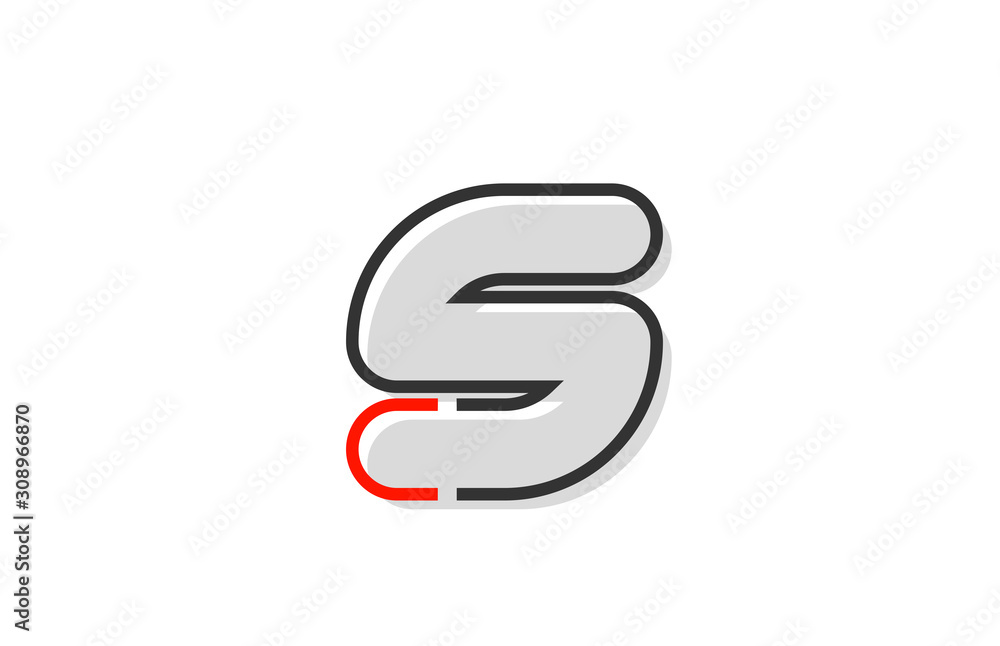 black red grey letter S alphabet logo design icon for company black red grey letter S alphabet logo design icon for company