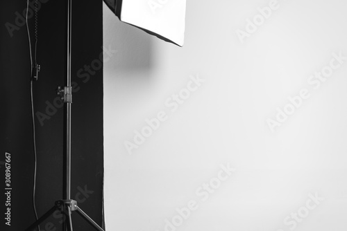 Black and white screen in studio photo