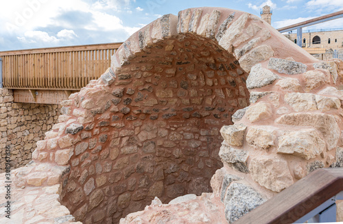 A restored stone kiln is located on the archaeological site of the tomb of the prophet Samue on Mount Joyl near Jerusalem in Israel photo