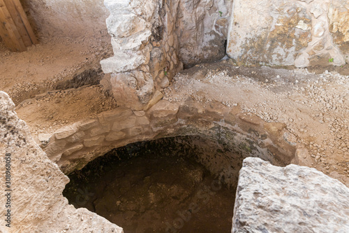 Archaeological excavations of the crusader fortress located on the site of the tomb of the prophet Samuel on Mount Joy near Jerusalem in Israel photo