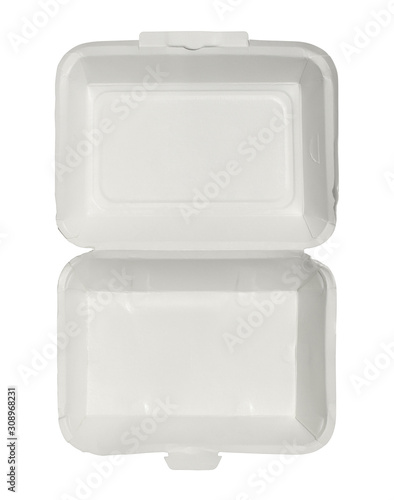 Paper food box disposable top view (with clipping path) isolated on white background