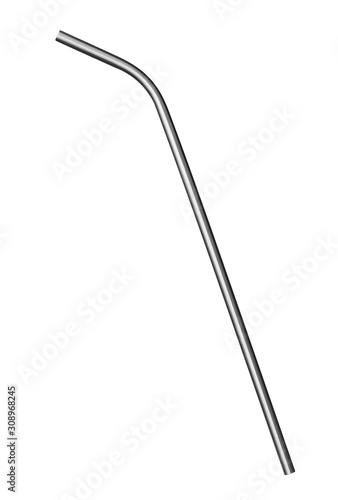 Stainless steel drinking straw reusable (with clipping path) isolated on white background