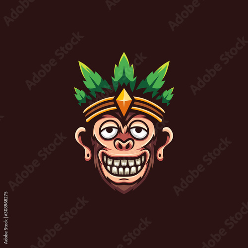 Monkey drunk mascot logo
