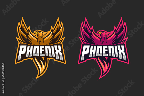 Phoenix sport e-sport mascot gaming team logo
