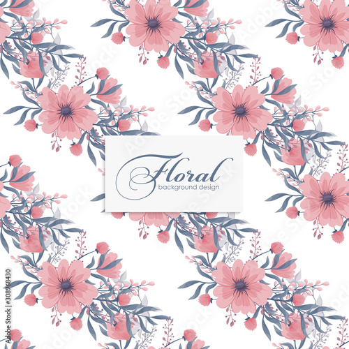 Background floral vector - pink flowers seamless pattern