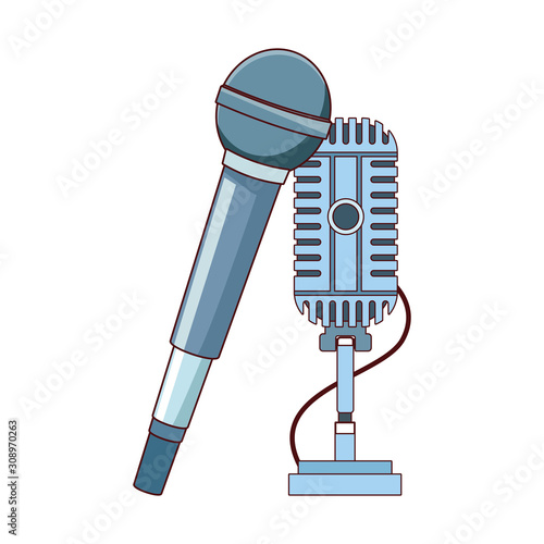 mike and retro microphone, flat design