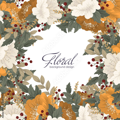 Flowers background - yellow floral frame