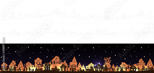Christmas village. Template for cutting on a plotter and scissors.
